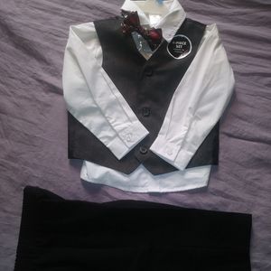 4pc Suit Outfit Vest Plaid Bowtie Collar Shirt NWT